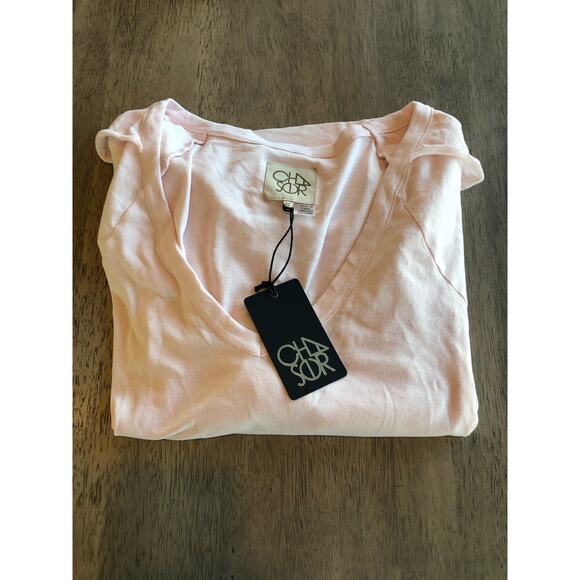 Chaser Lightest Pink V Neck Long Ruffle Sleeve Shirt - M - Picture 5 of 7